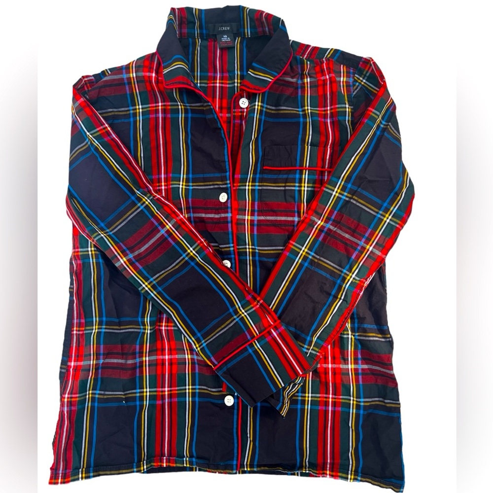 REIMAGINED BY J.CREW Plaid Long Sleeve Shirt Black Red Blue Yellow Mens Size XS
